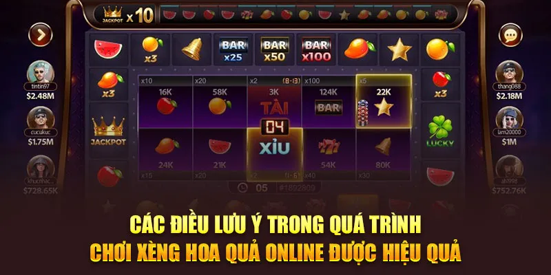 Lưu ý khi chơi xèng hoa quả online
